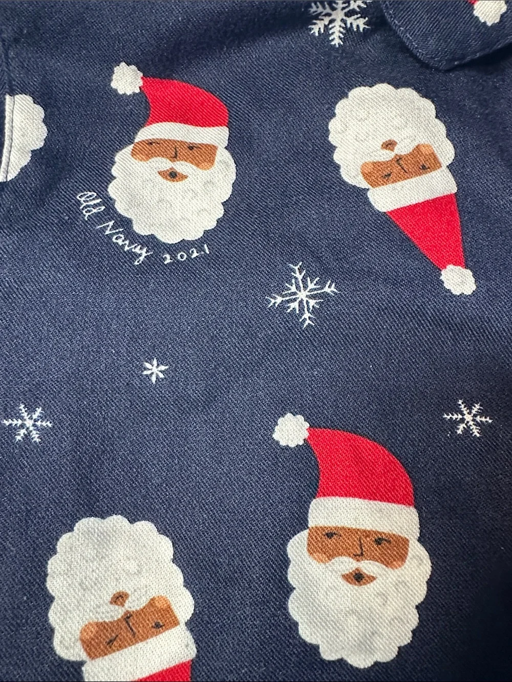EUC Old Navy Navy Blue Kids Santa Print Pajama Set Sz L 10-12 unisex 🎅🏻